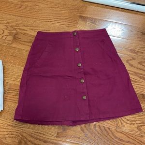 Burgundy / wine button down skirt